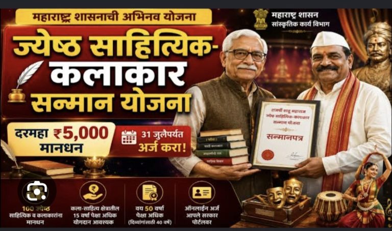 ज्येष्ठ साहित्यिक व कलाकार मानधन योजनेसाठी 31 जुलैपर्यंत अर्ज करण्याचे आवाहन